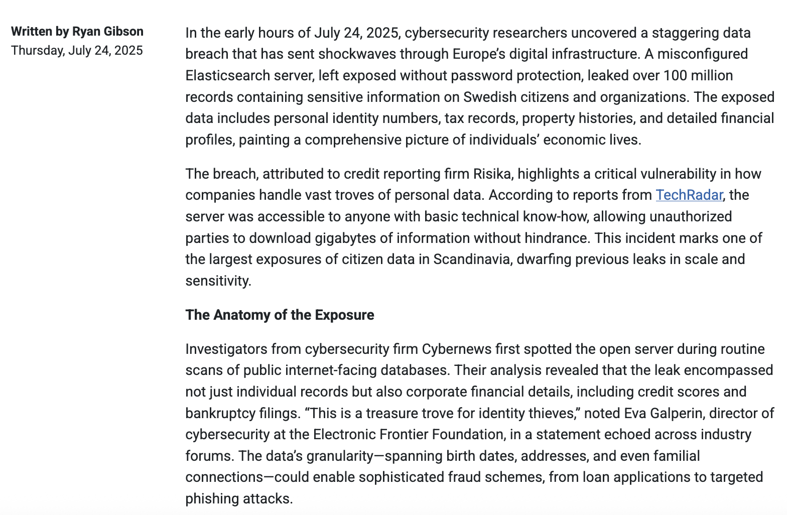 July 24 WebProNews clipping with fake Eva Galperin quote