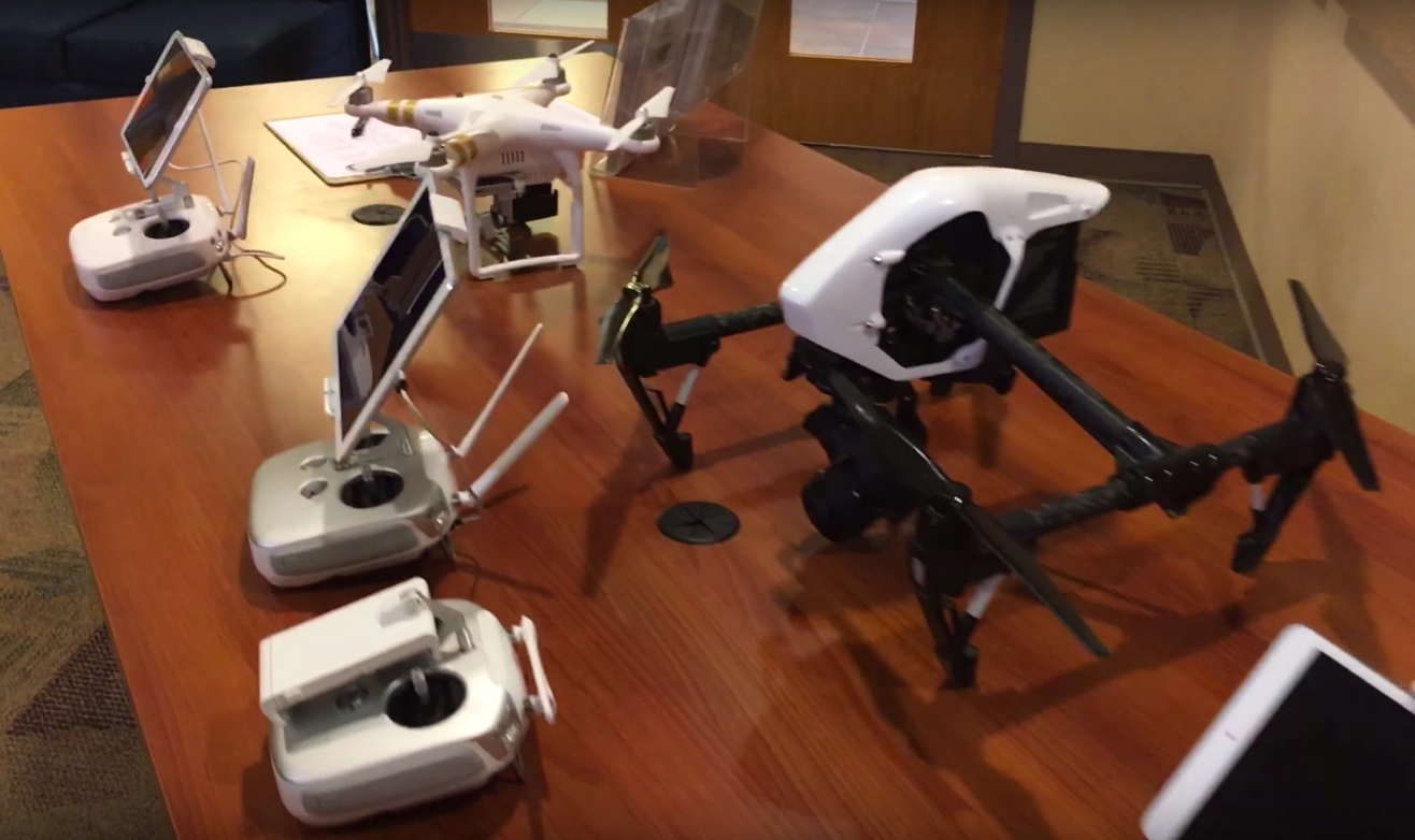 Various drones on a table