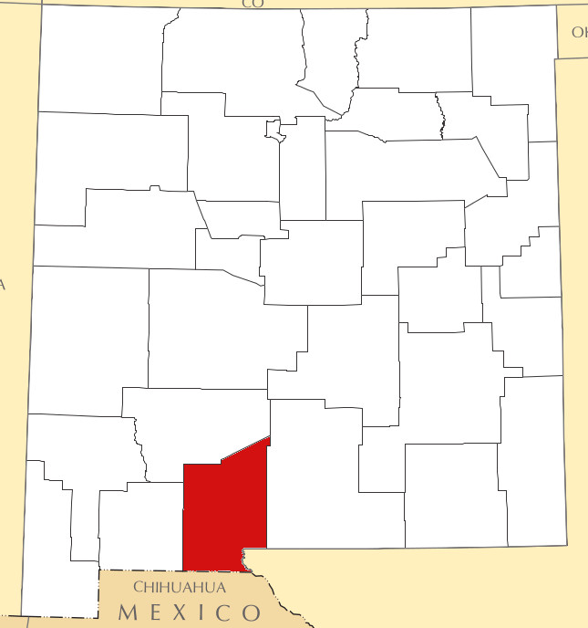 Map on New Mexico with Dona Ana County highlighted in red