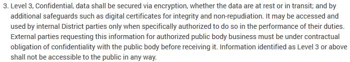 Policy describes how "Level 3, Confidential" data should be handled by DC government officials