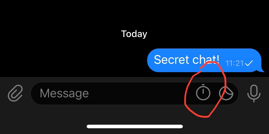 AN image from Telegram. The clock icon is highlighted.