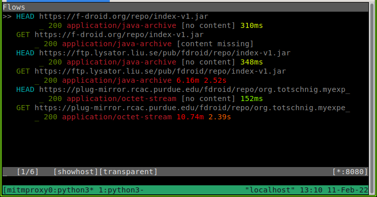mitmproxy screenshot