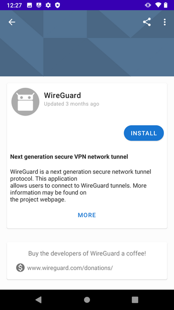 WireGuard details in F-Droid