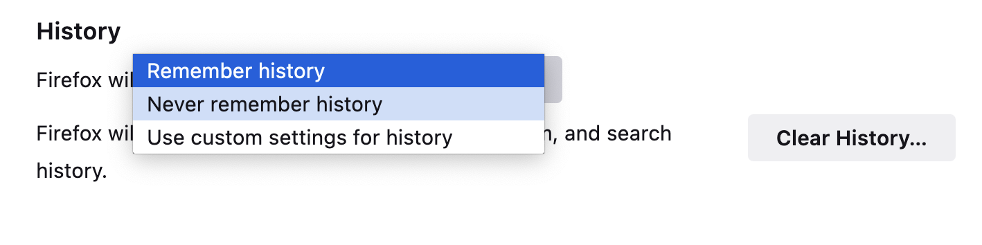 How to turn off Firefox's feature that remembers browser history