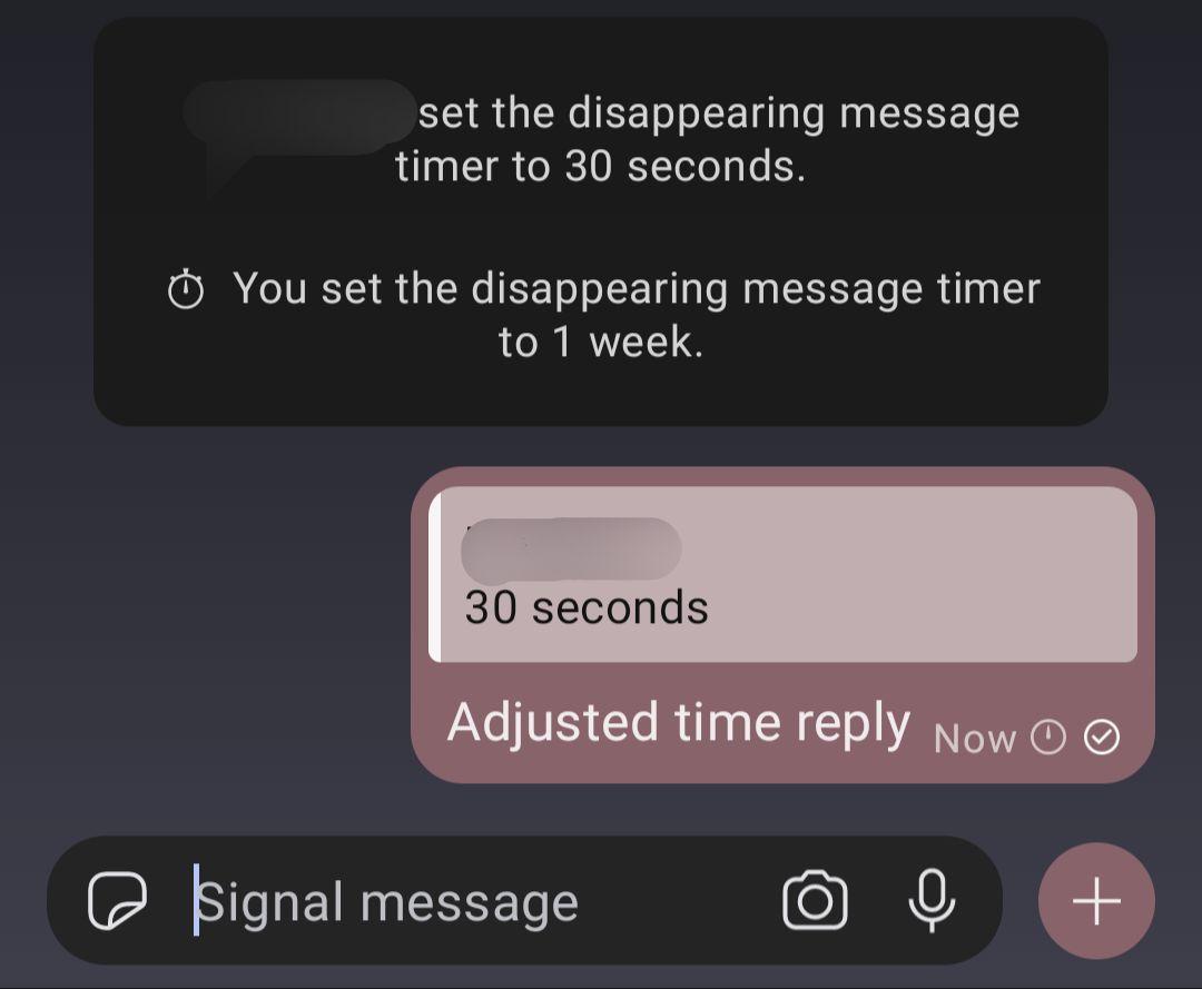 A screenshot of a Signal conversation