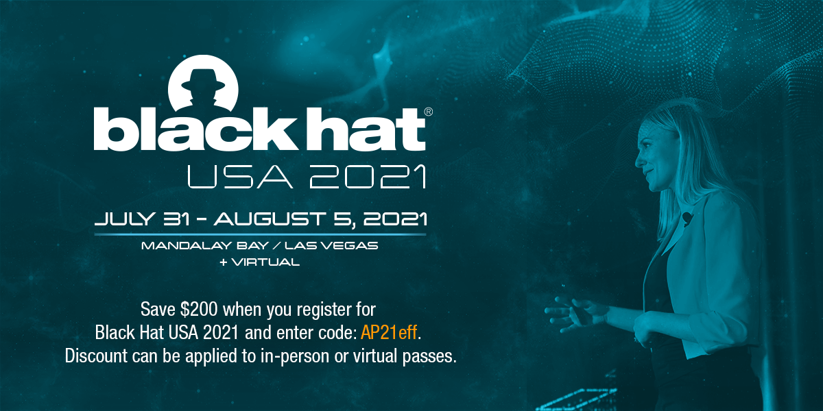 Black Hat 2021 discount AP21eff