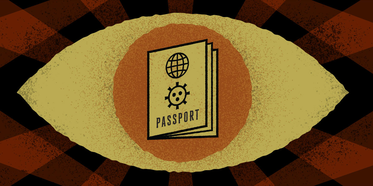 covid passport image with eye in background