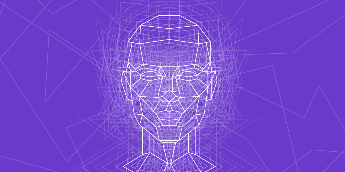 Image of face outline put together with several lines. Very cyberpunk.