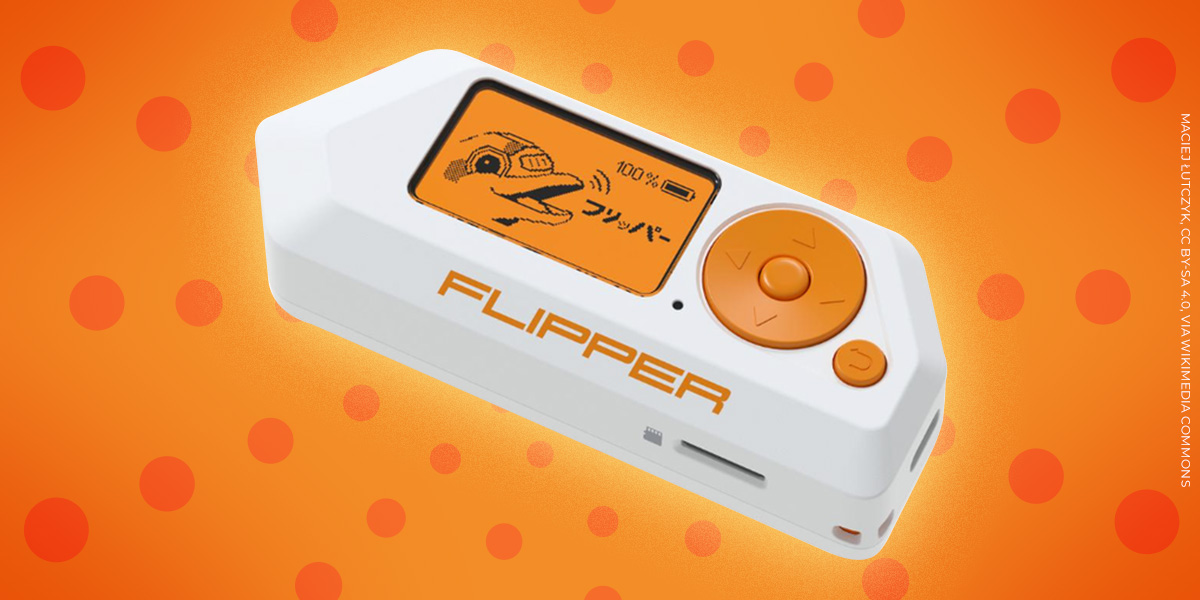 Flipper Zero on orange bg