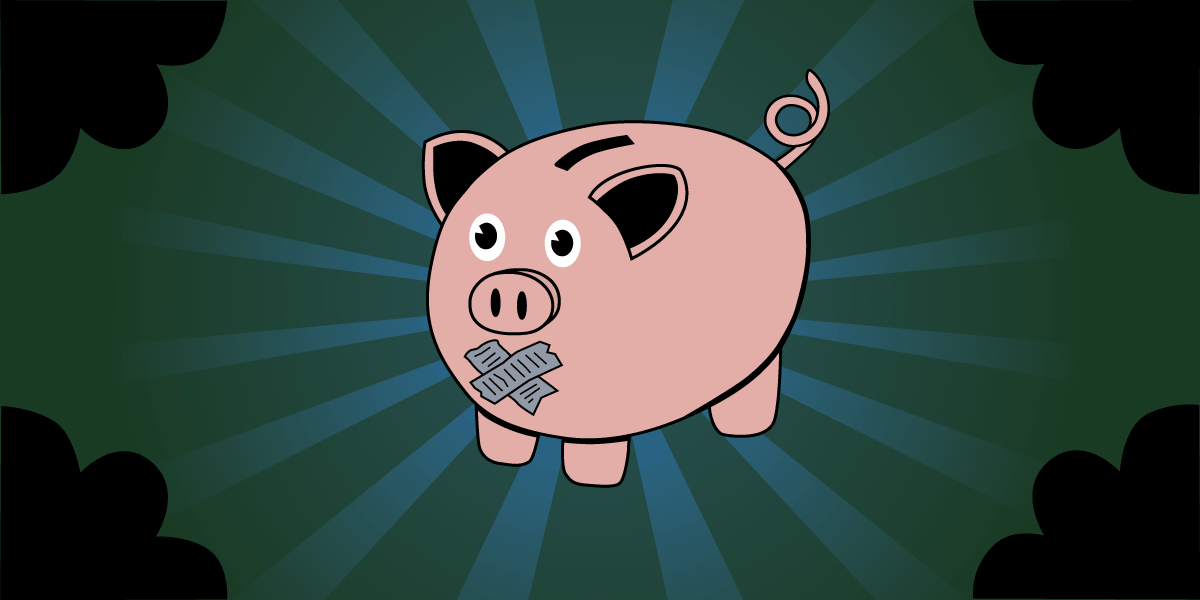 image of piggy bank with duct tape over its mouth