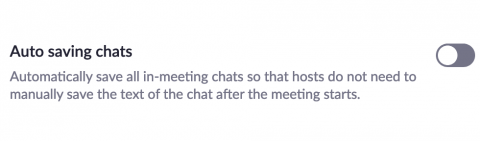The autosave chats setting toggled off to the left