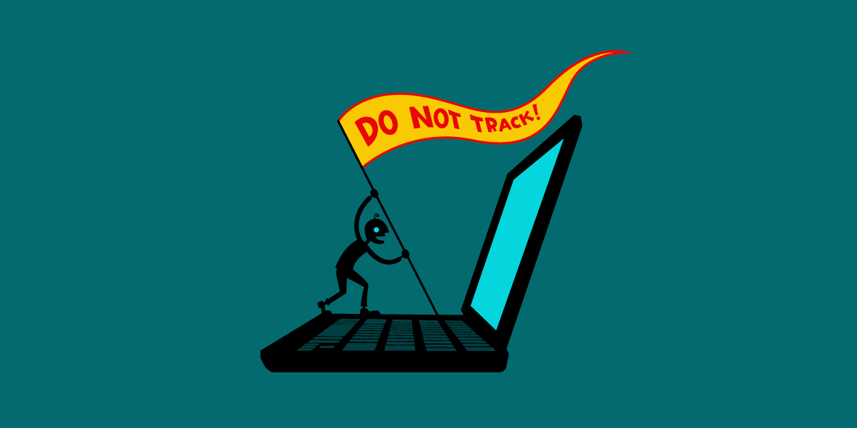 Do Not Track flag mounted on laptop