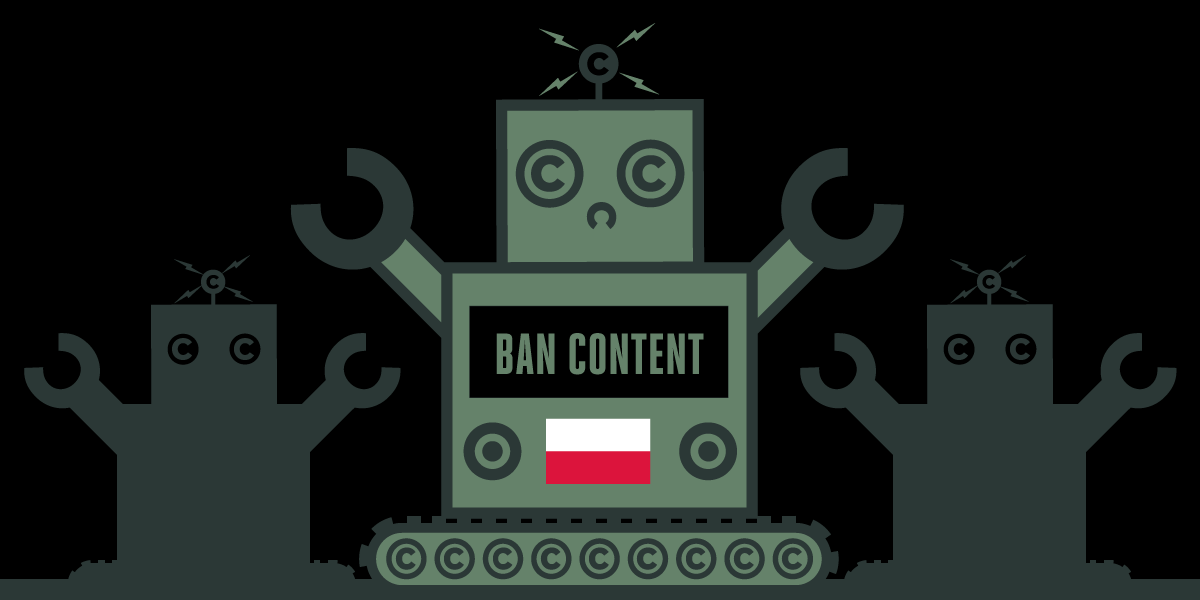 Poland flag with robot 