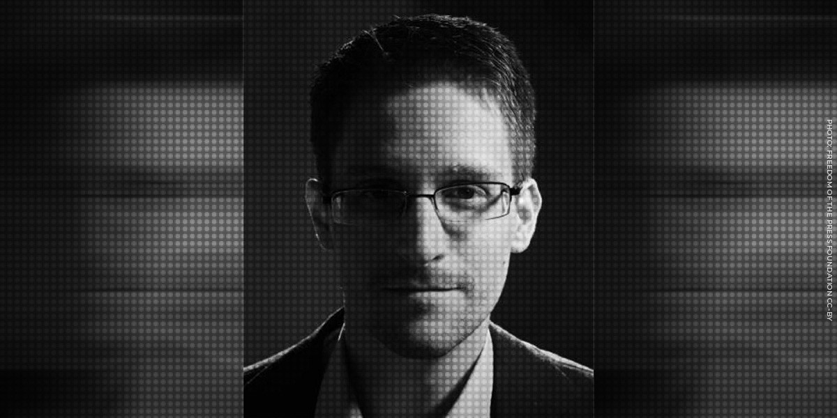 NSA whistleblower Edward Snowden in black and white