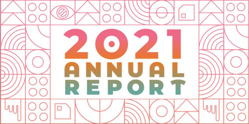 Colored Vector graphics around the text: 2021 Annual Report