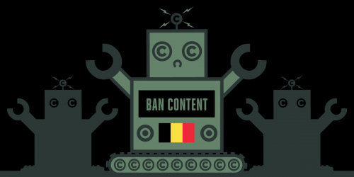 flag of belgium with robot