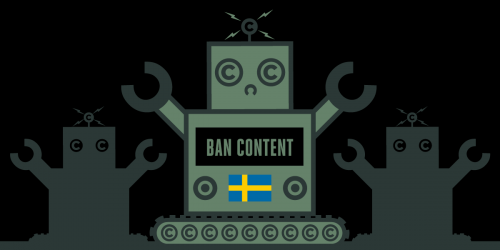 Swedish flag with robot