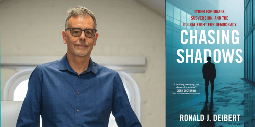 Photo of Ron Deibert and Chasing Shadows Book Cover