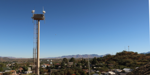 A surveillance tower over Nogales, Arizona.