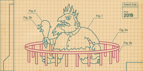 A line drawing on graph paper depicting a troll encaged in a low cage