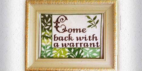 Get a Warrant stitched wall hanging